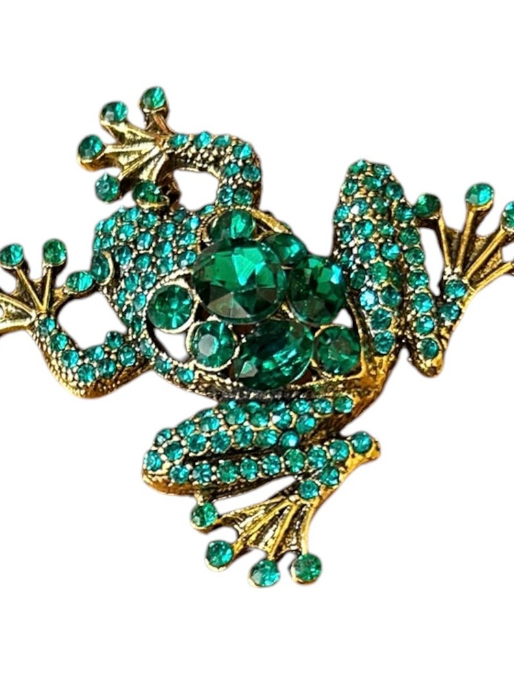 Charming Rhinestone Frog Brooch - Picture 2 of 4